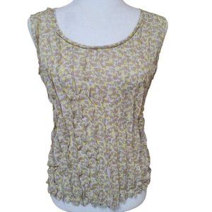 Ann Taylor Women's Size Small Pastel Ruffled Tank Blouse Yellow Tan White